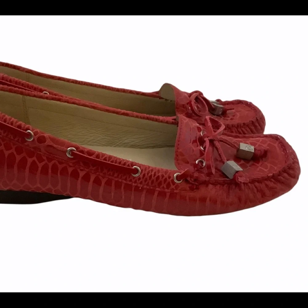 Michael Kors Sutton moccasin loafer red croc leather slip ons flat shoes